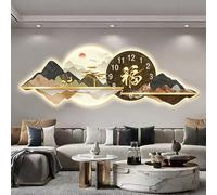 Décoration murale LED avec horloge, rétro-éclairée silencieuse, décoration murale en cristal de porcelaine, paysage 3D, image suspendue sans cadre avec télécommande