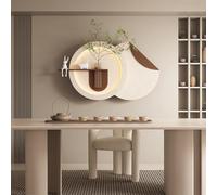 Décoration Murale LED Effet Grès, Tableau Mural 3D Lumineux Avec Télécommande, Plantes Vertes Artificielles Et Vase En Verre, Sculpture Murale 3D Pour Salon Ou Chambre(Brown,105 * 60cm)