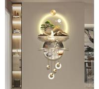 Décoration murale LED en relief 3D avec pendentif boule en métal, sculpture décorative pour entrée de maison, couloir et étude, télécommande sans fil
