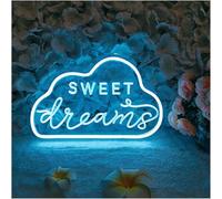 Décoration Murale LED Néon Enseigne avec Interrupteur Dimmable |Panneau Acrylique Nuage Forme Enseigne Au Néon |veilleuse Alimentée par USB pour Le Café De La Chambre De M, Blue (A)-Sweet Dreams