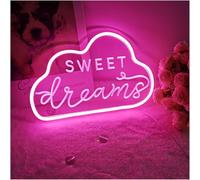 Décoration Murale LED Néon Enseigne avec Interrupteur Dimmable |Panneau Acrylique Nuage Forme Enseigne Au Néon |veilleuse Alimentée par USB pour Le Café De La Chambre De M, Pink-Sweet Dreams