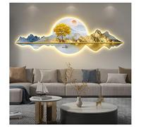 Décoration murale LED, sculpture murale moderne faite main, applique murale murale représentant un paysage créatif chinois pour la décoration de la maison, du salon, du bureau ou de la chambre (Or-B,