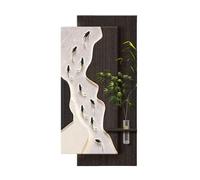 Décoration Murale LED Stéréoscopique 3D, Sculptures Murales En Grès Créatives De Paysage, Design Texturé Moderne Avec Vase Et Plante Artificielle, Peinture LED, Entrée, Couloir(B,140x70cm/55.1x27.6in)