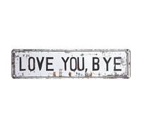 Décoration murale « Love You Bye » - 40 x 10 cm - Décoration rétro en métal - Panneau pour décoration d'intérieur, chambre à coucher, salon, couloir, entrée, ferme, appartement, bar