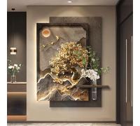 Décoration Murale Lumineuse À LED, Grande Tenture Murale Représentant Un Arbre Porte-bonheur Avec Éclairage Et Interface USB, Tableau Décoratif Sans Cadre En Grès(C,50 * 70cm)