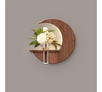 Décoration Murale Lune 3D Lumineuse, Sculptures Murales LED Avec Vase En Verre Et Plante Verte Artificielle, Tableau-sculpture Murale Sans Cadre En Grès Pour Entrée, Bureau(C,80cm)