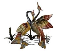 Décoration Murale Métal 2 Hérons l 58x58cm Décoration Design Oiseaux Métallique pour Intérieur - Chambre, Salon, Cuisine, Grande Sculpture Murale Deco Murale tableau decoratif design Pour Femme