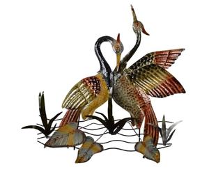 Décoration Murale Métal 2 Hérons l 58x58cm Décoration Design Oiseaux Métallique pour Intérieur - Chambre, Salon, Cuisine, Grande Sculpture Murale Deco Murale tableau decoratif design Pour Femme