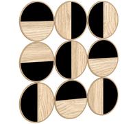 Décoration murale métal doré géométrique 9 disques 60 x 60 cm bicolore effet bois naturel noir