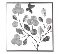 Atmosphera Déco murale florale métal argent 50x50 cm