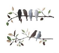 Décoration murale métallique avec deux oiseaux sur une branche pour une utilisation en intérieur ou en extérieur en saison ou toute l'année