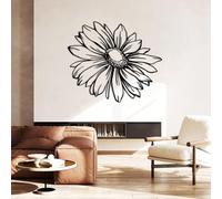 Décoration Murale Minimaliste Abstraite en métal représentant Une Marguerite, idéale pour Une Chambre, Un Salon ou Une entrée (Noir, 47 x 40 cm).