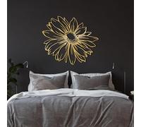 Décoration Murale Minimaliste Abstraite en métal représentant Une Marguerite, idéale pour Une Chambre, Un Salon ou Une entrée (Or, 105 x 90 cm)
