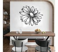 Décoration Murale Minimaliste Abstraite en métal représentant Une Marguerite, idéale pour Une Chambre, Un Salon ou Une entrée (Noir, 105 x 90 cm).