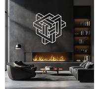 Décoration Murale Minimaliste en métal Blanc composé de Cubes imbriqués, créant Une Illusion d'optique. Sculpture Moderne idéale pour Le Salon, la Chambre, Le Couloir et Les escaliers.