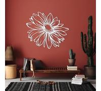 Décoration Murale Minimaliste en métal représentant Une Marguerite Abstraite, idéale pour la Chambre, Le Salon ou l'entrée (Blanc, 90 x 78 cm).