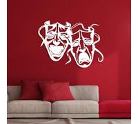 Décoration Murale Minimaliste et Abstraite en métal Haut de Gamme, Masques de comédie et de tragédie, Panneau de Visages dramatiques, Masque de théâtre Visage Joyeux et Triste, Œuvre d'art Moderne, S