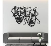 Décoration Murale Minimaliste et Abstraite en métal Haut de Gamme, Masques de comédie et de tragédie, Panneau de Visages dramatiques, Masque de théâtre Visage Joyeux et Triste, Œuvre d'art Moderne, S