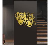 Décoration Murale Minimaliste et Abstraite en métal Haut de Gamme, Masques de comédie et de tragédie, Panneau « Visages dramatiques », Masque de théâtre (Visage Joyeux et Triste), Œuvre d'art Moderne