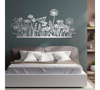 Décoration Murale Minimaliste et Abstraite en métal pour Salon, Fleurs en métal, Fleurs Sauvages, Fleurs murales en métal, Art Mural champêtre, Art Mural Floral, pour Chambre, intérieur/extérieur (AR