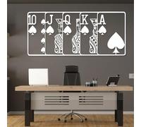 Décoration Murale Minimaliste et Abstraite en métal pour Salon, Tableau de Poker Royal Flush, décoration de Cartes à Jouer, décoration géométrique pour Salle de Jeux, Cadeau (62 x 28 cm, Blanc)