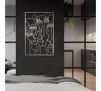 Décoration Murale Minimaliste Moderne en métal, Art Abstrait de Visages de Femmes, Style Milieu du siècle, pour Salon ou Chambre (Argent, 90 x 60 cm)