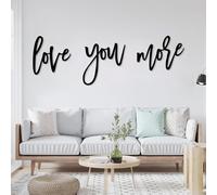 Décoration Murale Minimaliste Moderne en métal « Je t’Aime Plus » avec Inscription « Love You More » à Placer au-Dessus du lit, dans Une Chambre ou comme Cadeau de Mariage (Noir 50