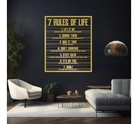 Décoration Murale Minimaliste Moderne en métal : Les 7 règles de la Vie, Citations inspirantes, tenture Murale « Les 7 règles de la Vie », décoration Murale Positive, décoration Murale pour la Maison