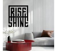 Décoration Murale Minimaliste Moderne en métal « Lève-toi et Brille », Citations inspirantes, Mots, Affirmations positives, décoration Murale pour Le Salon, Cadeau pour la Maison (Noir, 70 x 63 cm)