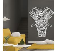 Décoration Murale Minimaliste Moderne en métal, Motif Mandala éléphant, Style bohème, Grand Format, pour Salon (Blanc, 79 x 105 cm)