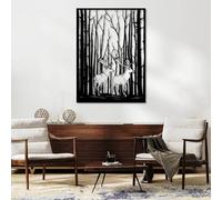 Décoration Murale Minimaliste Moderne en métal représentant des Cerfs, des Rennes et des élans, idéale pour Un Safari, Une Chambre ou Une Maison de Campagne (Noir, 135 x 99 cm).