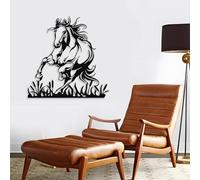 Décoration Murale Minimaliste Moderne en métal représentant Un Cheval, Style Western, Art équestre, Cheval Sauvage, décoration Murale animalière, Style Ferme, décoration Murale pour Salon (Noir, 70 x