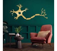 Décoration Murale Minimaliste Moderne en métal représentant Un neurone cérébral, Une Cellule nerveuse, Une Ligne d'étude Scientifique à Suspendre chez soi (Or, 105 x 45 cm)