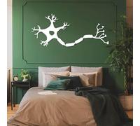 Décoration Murale Minimaliste Moderne en métal représentant Un neurone cérébral, Une Cellule nerveuse, Une Ligne d'étude Scientifique à Suspendre, à accrocher chez soi (Blanc, 150 x 64 cm)