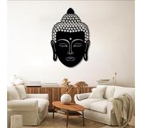 Décoration Murale Minimaliste Moderne en métal représentant Un Visage de Bouddha, idéale pour la méditation dans Un Salon, Une Chambre, Un Studio de Yoga ou Une Salle de méditation (Noir, 121 x 80 cm