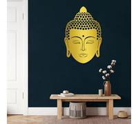 Décoration Murale Minimaliste Moderne en métal représentant Un Visage de Bouddha, idéale pour la méditation dans Un Salon, Une Chambre, Un Studio de Yoga ou Une Salle de méditation (Or, 150 x 99 cm)
