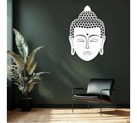 Décoration Murale Minimaliste Moderne en métal représentant Un Visage de Bouddha, idéale pour la méditation dans Un Salon, Une Chambre, Un Studio de Yoga ou Une Salle de méditation (Blanc, 105 x 69 c
