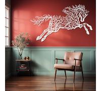 Décoration Murale Minimaliste Moderne en métal, Sculpture Abstraite représentant Un Arbre, Un Cheval et des Feuilles (Blanc, 64 x 121 cm). Idéale pour Une Maison de Campagne ou COM