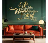 Décoration Murale Minimaliste Moderne en métal, Verset biblique, Art chrétien, Josué 24:15 « Quant à Moi et à ma Maison, Nous servirons l’Éternel », Salon (doré, 90 x 60 cm)