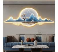 Décoration murale moderne 120 x 40 cm, sculpture murale avec alimentation et éclairage LED, tableau créatif à suspendre avec port USB et crochets métalliques pour salon.(D)