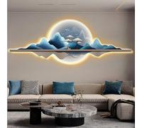 Décoration murale moderne 120 x 40 cm, sculpture murale avec alimentation et éclairage LED, tableau créatif à suspendre avec port USB et crochets métalliques pour salon.(E)