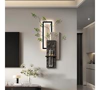 Décoration Murale Moderne 3D à Suspendre, Sculptures murales représentant Un Paysage, avec Un Vase pouvant contenir de l'eau, pour Salon, Chambre, Couloir, entrée, intérieur de Maison (L 35