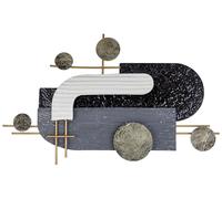 Beliani Décoration Murale Moderne à Suspendre Abstrait Noir et Doré Pièce d'Accent Lutetium