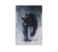 Décoration murale moderne à suspendre avec inscription « A Proud Black Panther Prowling Through A Muted Gray Canvas, Muscles Rippling Under The Fading Light of An Unseen Dusk » (20 x 30 cm)