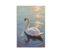 Décoration murale moderne à suspendre avec un cygne glisse, laissant des ondulations derrière - 50 x 75 cm