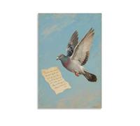 Décoration murale moderne à suspendre - Colombe avec note d'Écriture - Volant régulièrement - 60 x 90 cm