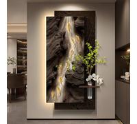 Décoration Murale Moderne en Forme De Poisson, Sculpture 3D avec Éclairage, Vase en Verre Et Plante Verte Artificielle, Applique Murale Neuf Poissons pour Salon(Brown,50 * 100cm)