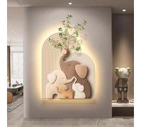 Décoration murale moderne en forme d'éléphant avec éclairage LED, applique murale 3D en grès, alimentation secteur, tableau créatif for salon, bureau, chambre(C,56 * 70cm)