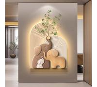 Décoration murale moderne en forme d'éléphant avec éclairage LED, applique murale 3D en grès, alimentation secteur, tableau créatif for salon, bureau, chambre(A,48 * 60cm)