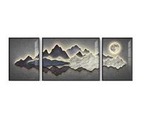 Décoration murale moderne encadrée à 3 panneaux, art mural de montagne pour salon, peinture éclairée par LED